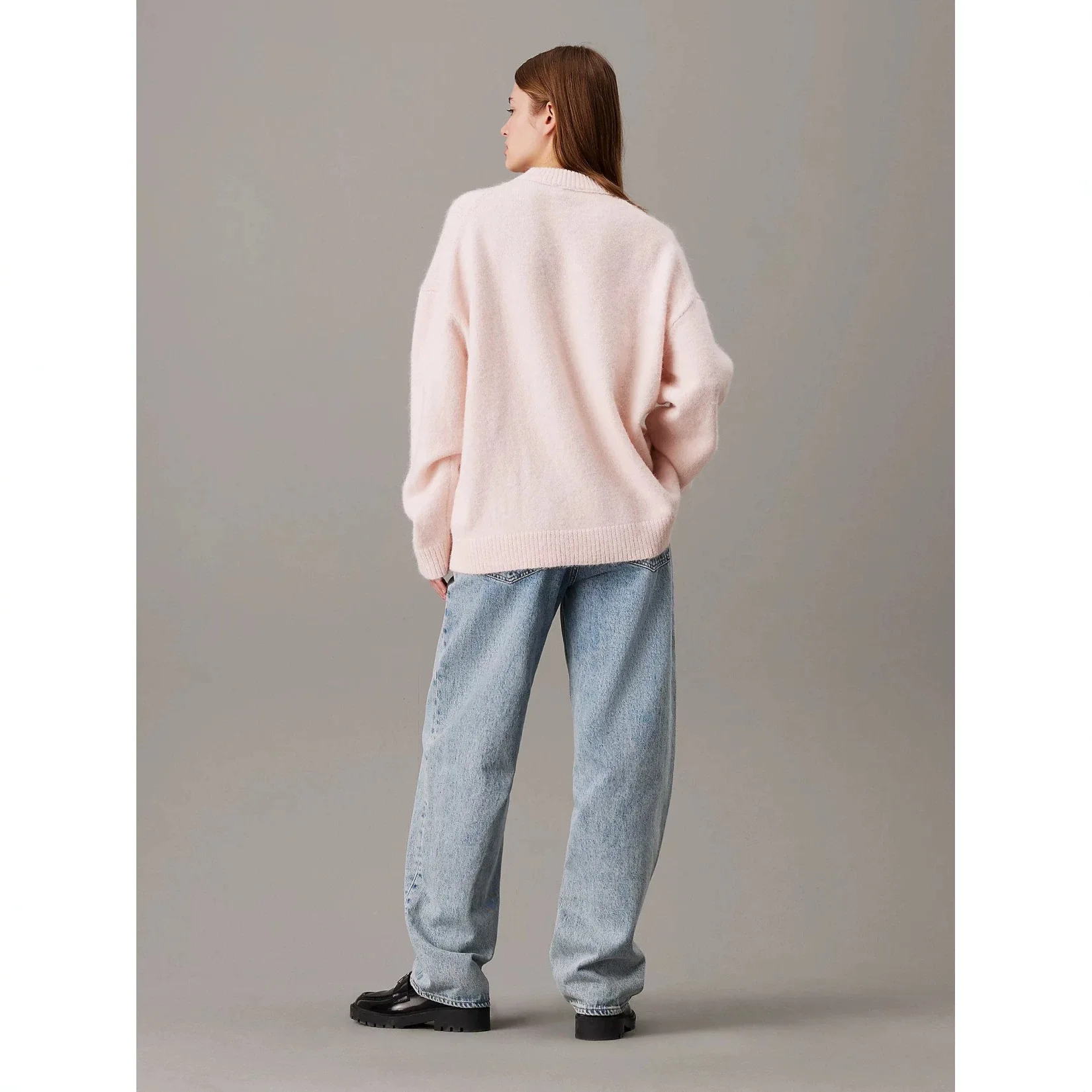 2026 Autumn Winter Lady Chic Commute All-match Knitwear Casual Knit Pink Sweater Women Loose O-neck Long Sleeve Solid Pullover
