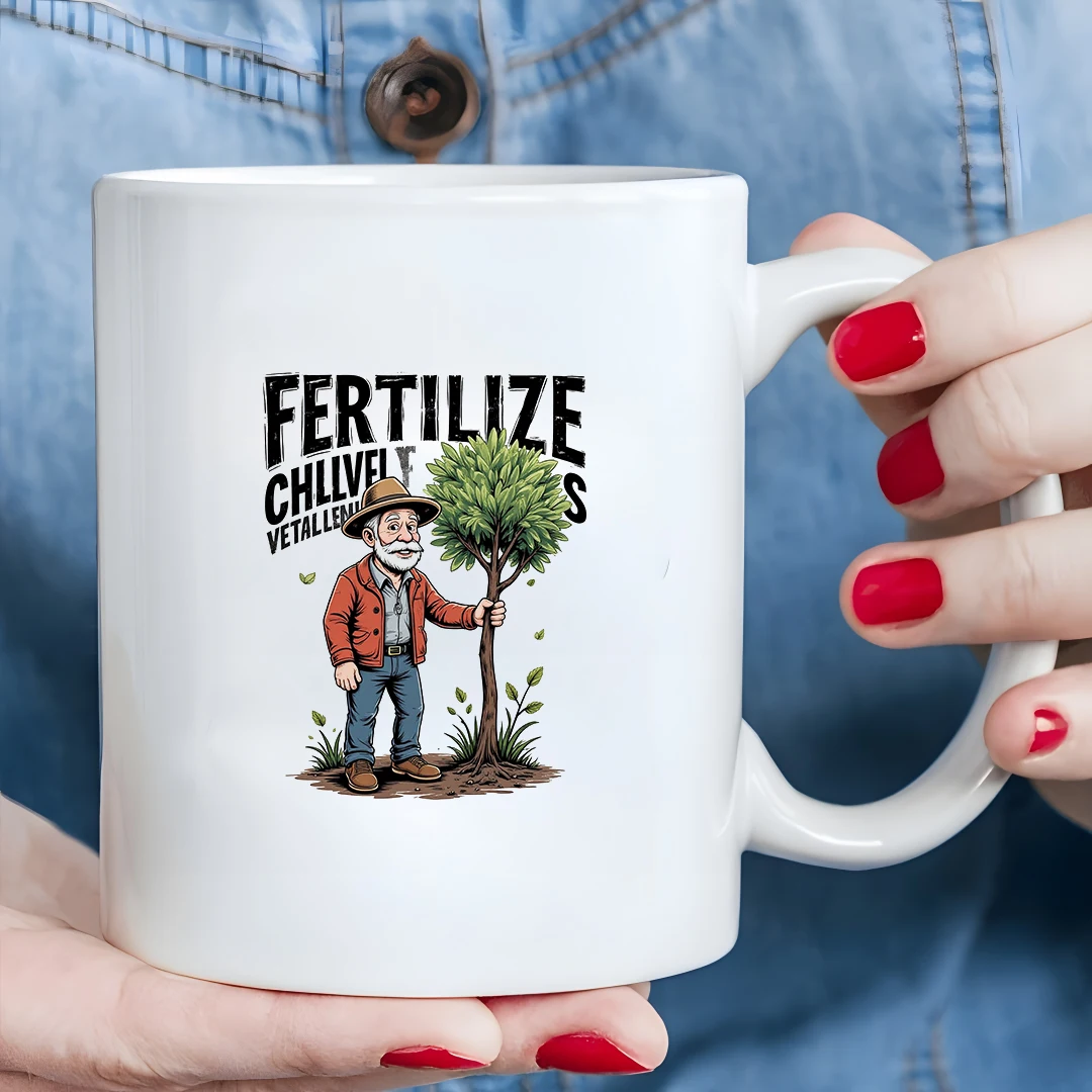 

11oz cartoon elderly man mug + Fertilizer Tree Seedling Cup Kids Cold & Hot Drink Cup Christmas Gift Family Office Cup