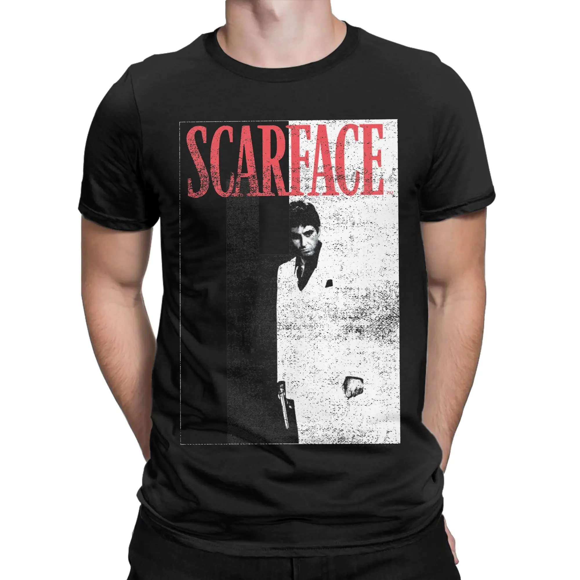 Scarface Two Toned Movie Poster T Shirts Men 100% Cotton Novelty T-Shirts Crewneck  Tees Short Sleeve Clothing Original