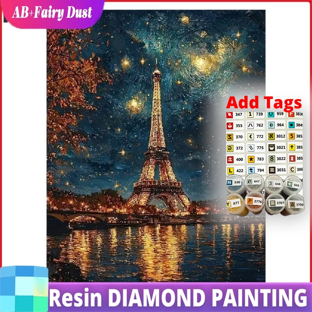 

Алмазная мозаика 5D «Лондонская ночь» с полным набором страз и инструментов, декор для гостиной, серия Resin AB Fairy Dust