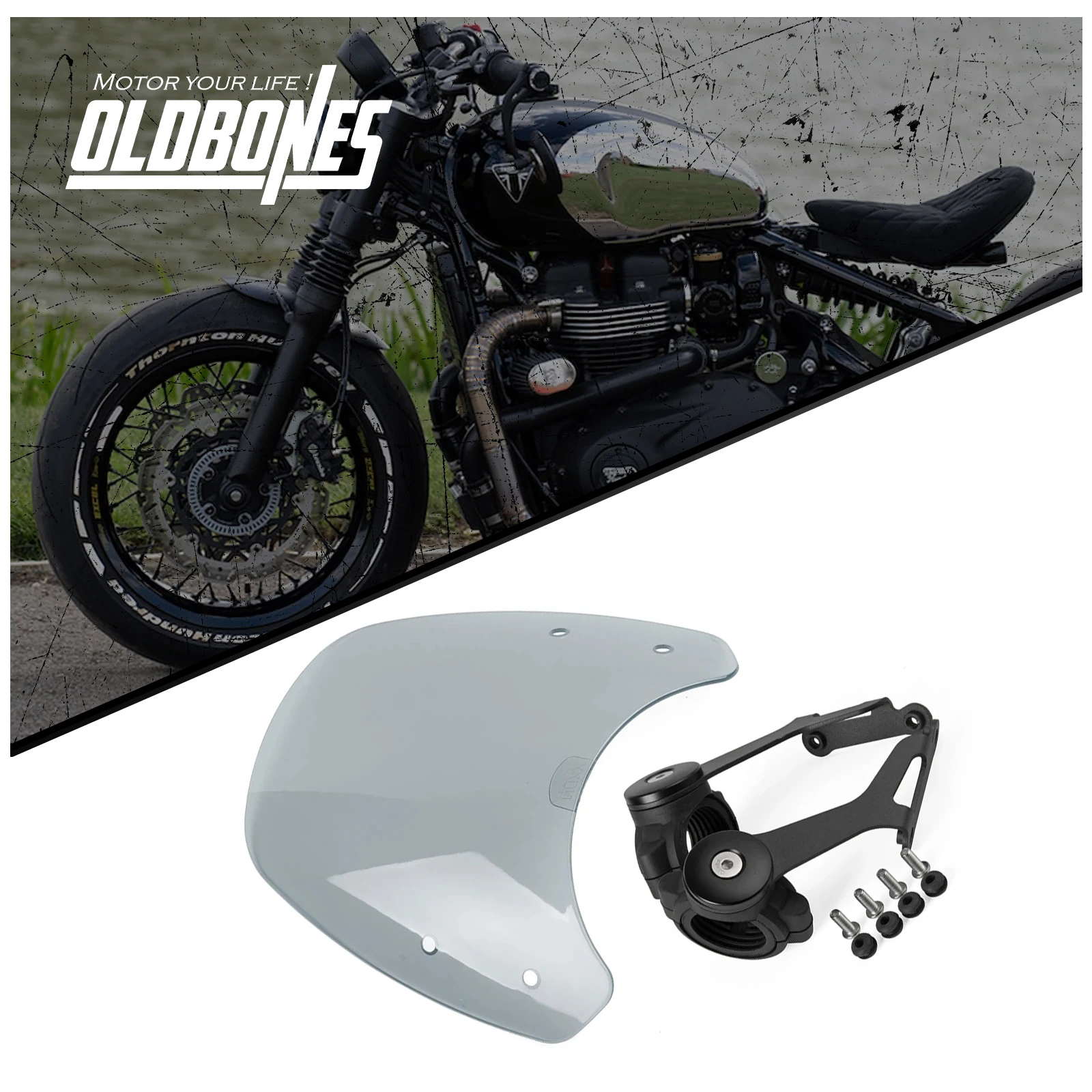

ABS Motorcycle Front Windscreen Windshield Screen Protection Deflector Flyscreen With Bracket For Triumph Bobber