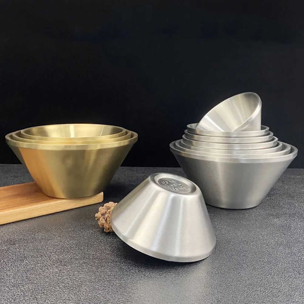 

Lightweight Double Layer Stainless Steel Noodle Ramen Soup Bowl Heat Insulated Anti-Scald Portable Household Metal Bowl