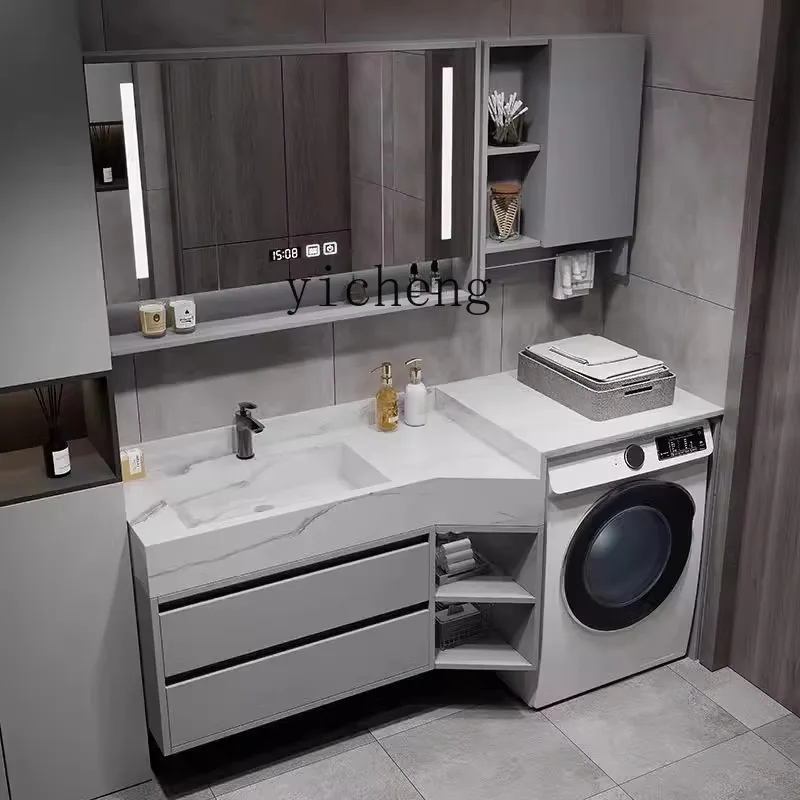 ys-3  rock slab washing machine integrated cabinet powder room small apartment seamless basin integrated basin bathroom cabinet