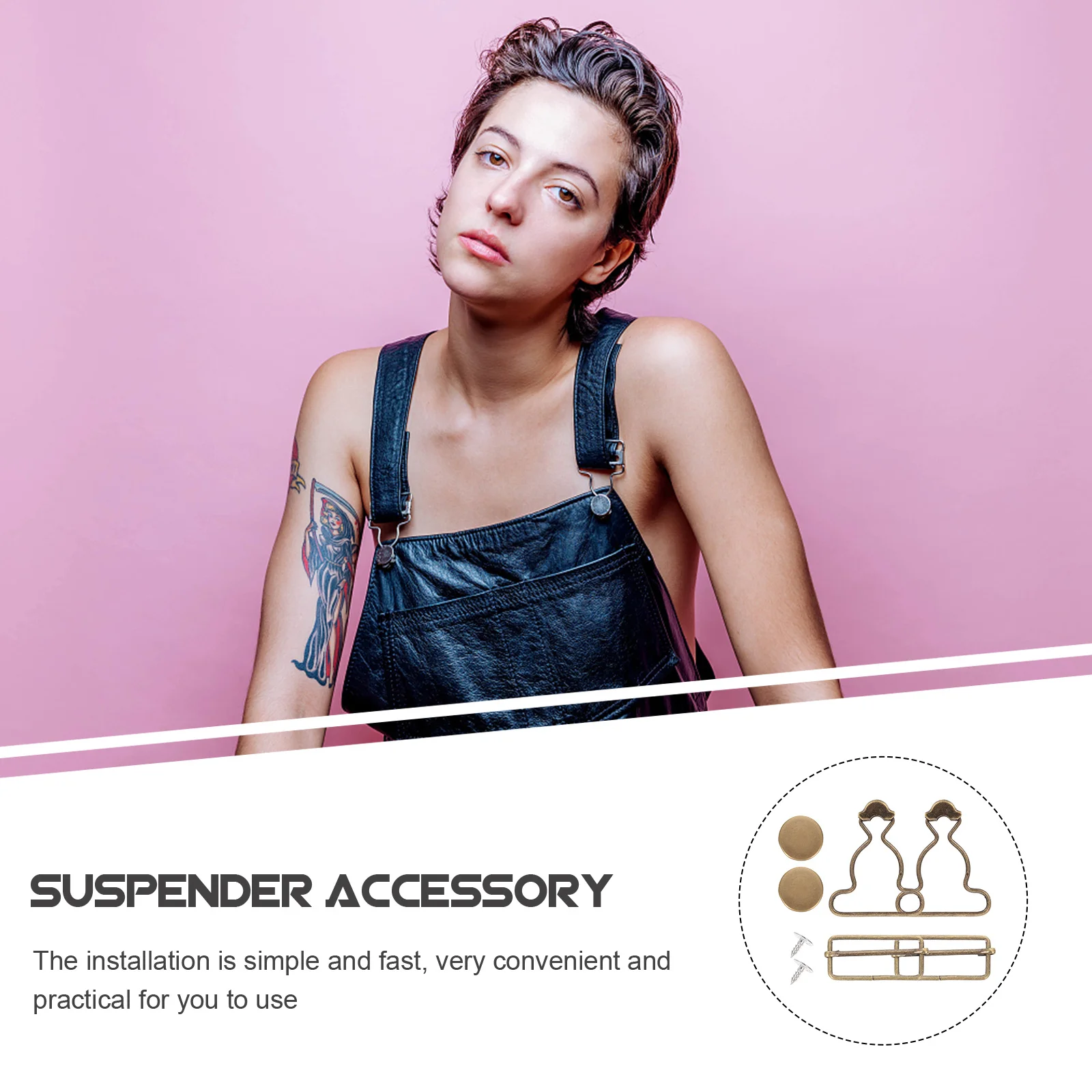 

1 Set Of Adjustable Overall Clips Replacement Heavy Duty Metal Bib Pants Buttons For Jeans Dungaree Fasteners Gourd Buckles