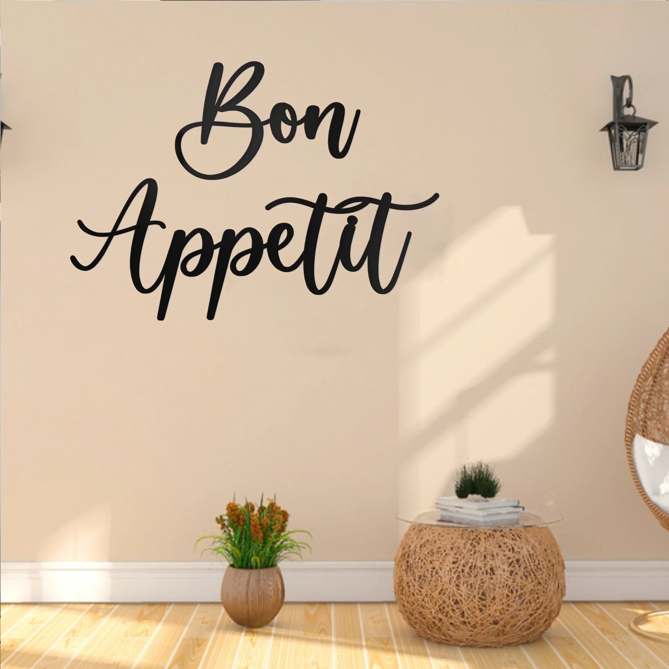 1pc Metal Wall Decor Farmhouse Modern Cute Large Bon Appetit Metal Wall Art for Hanging Kitchen Signs Wall mounted room Decor