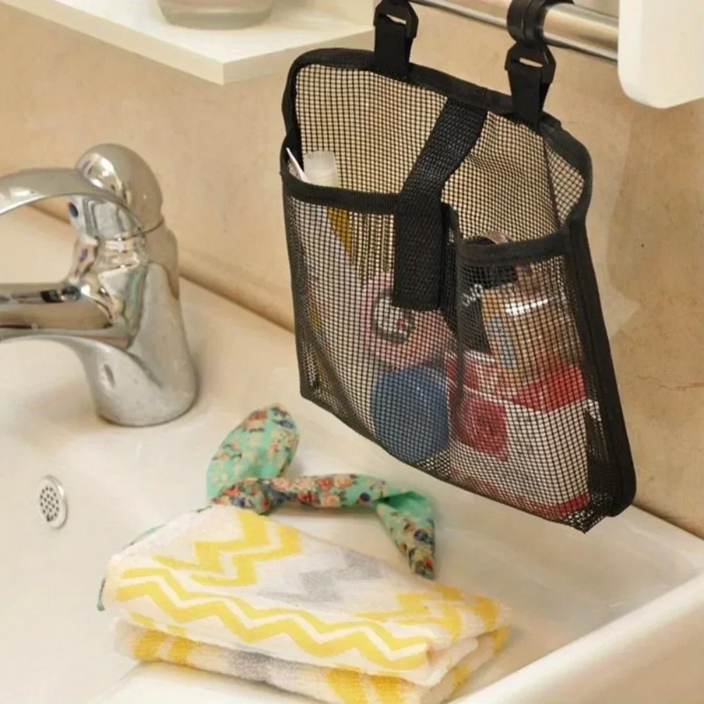 1pc Hanging Mesh Bath Baskets Organizer Storage Shower Caddy College with Hooks for College Dorm Rooms, Gym, Swimming and Travel