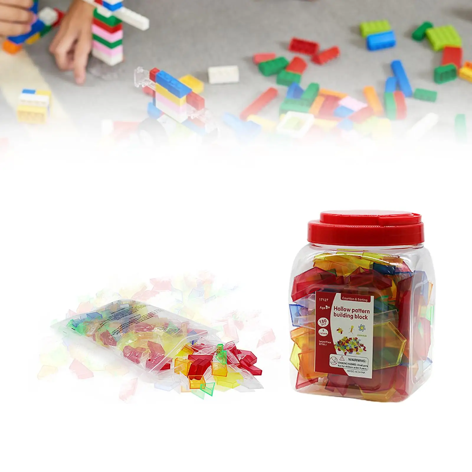 180x Transparent Pattern Block, Shape Manipulatives,Educational Toys,Learning Toys,Sensory Play,Shape Games for Preschoolers