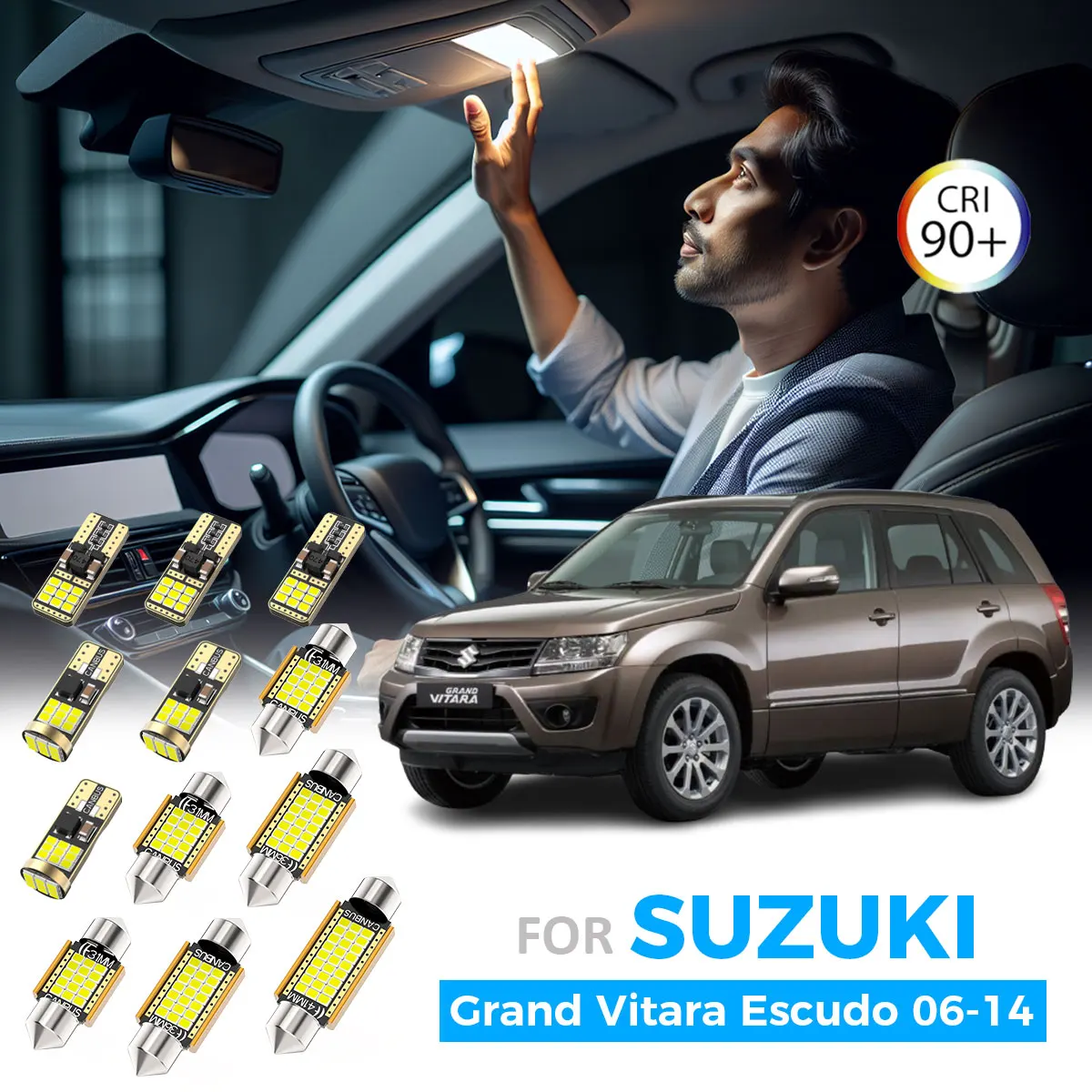 

AENVTOL 11Pcs For Suzuki Grand Vitara Escudo 2006 2007 2008 2009 2010 2011 2012 2013 2014 LED Interior Dome Map Light Kit Canbus