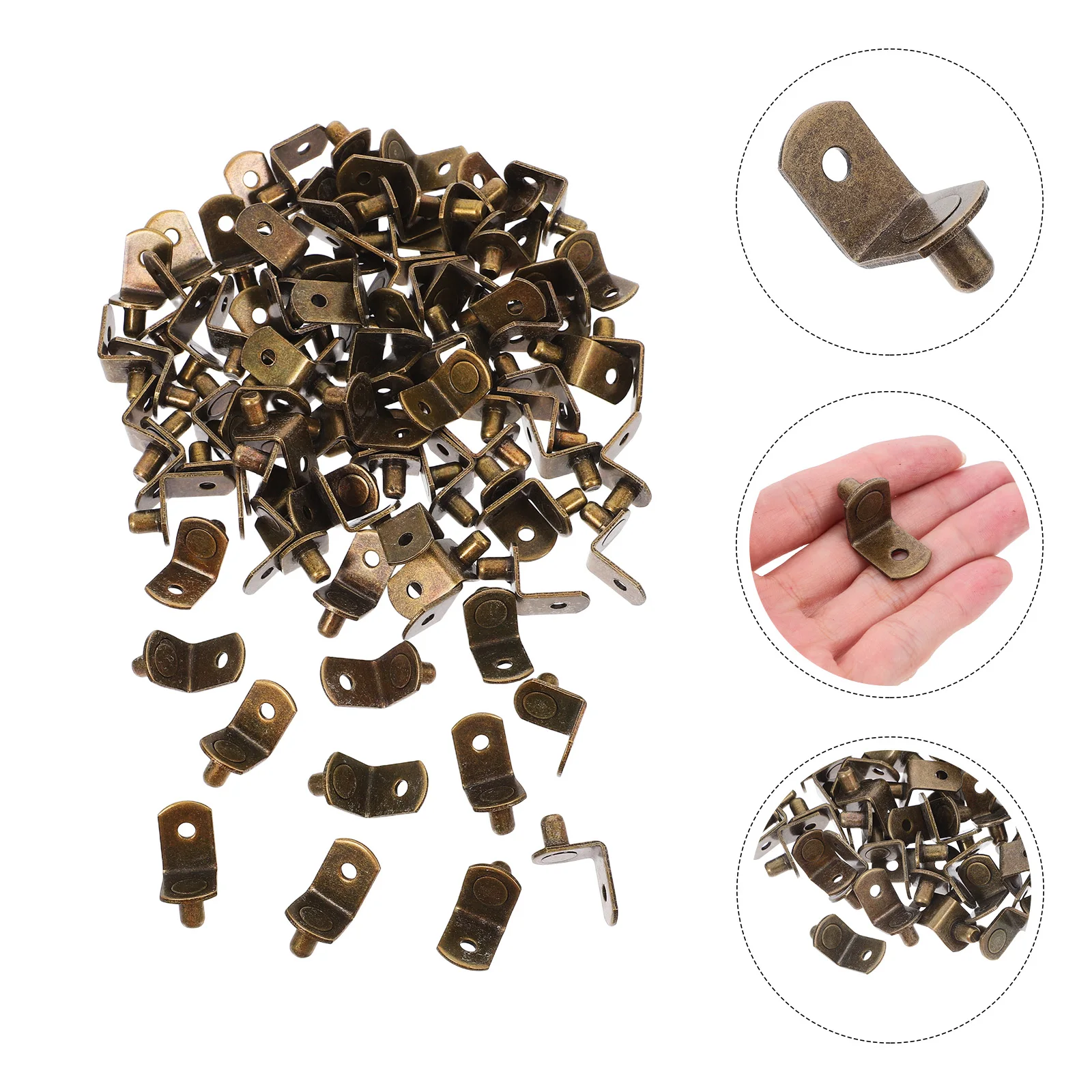 

100 Pcs Shelf Bracket Corner Shelves Cabinet Clips Bookcase Hardware Iron Adjustable Brackets Closet Pegs