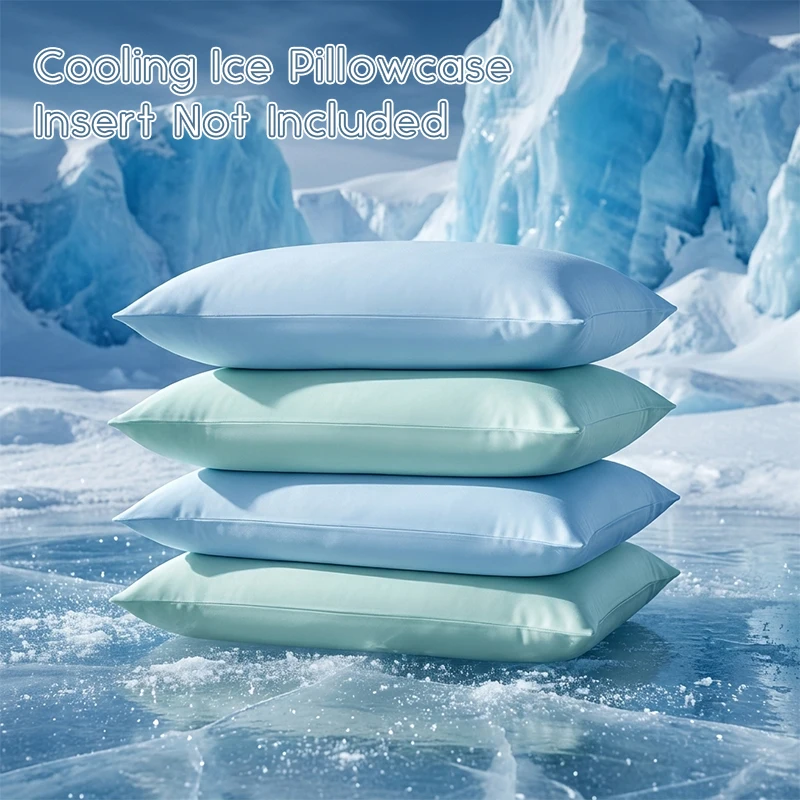 Summer Cooling Pillowcase Washable Solid Color Ice Bean Pillowcase Cool Feeling Air Conditioning Cover Skin Friendly Breathable