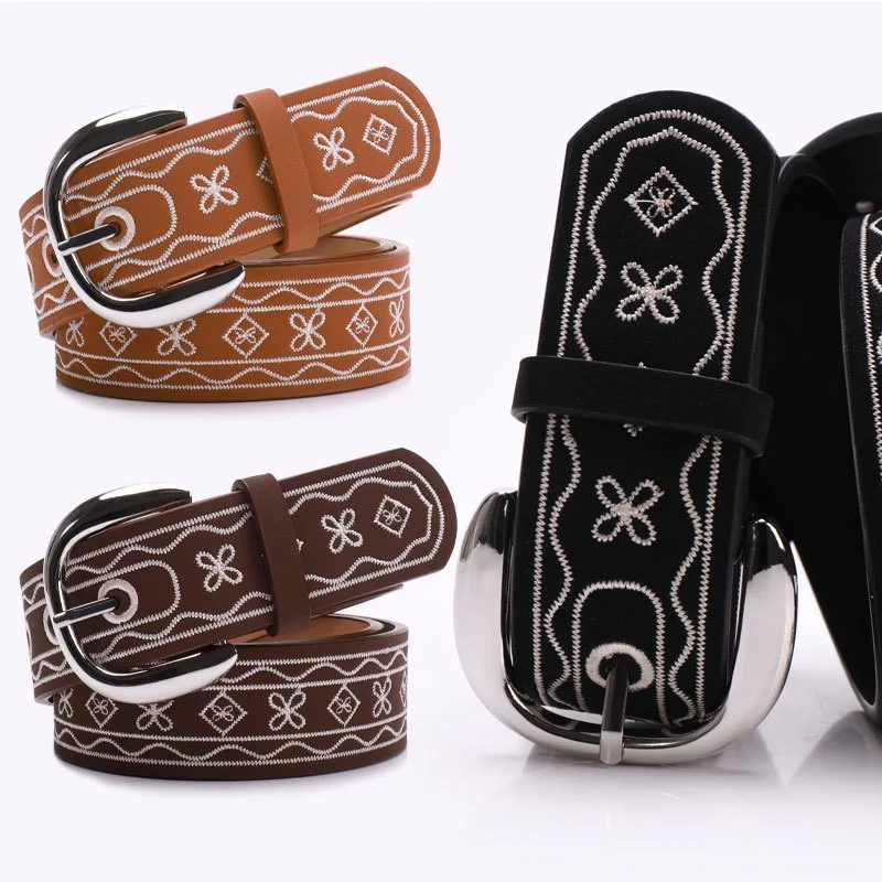 western-embroidered-waist-belt-retro-floral-stitch-silver-pin-buckle-adjustable-accessory-for-jeans-dresses-daily-outfits