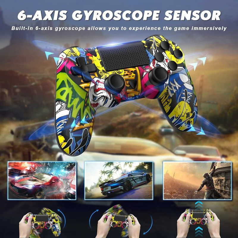 Para mando inalámbrico PS4-giroscopio de 6 ejes efecto Hall de doble vibración con función Turbo de panel táctil, accesorios para juegos de controlador BT