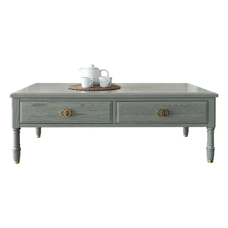 

American rural pure solid wood coffee table, living room full suite simple tea table small apartment