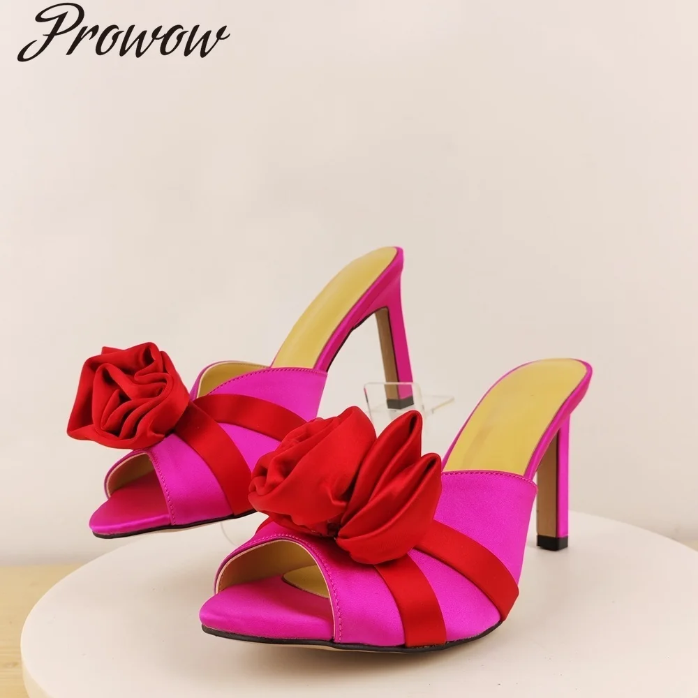 

Модные тапочки на тонком каблуке с цветочным узором, женская обувь Zapatos Mujer