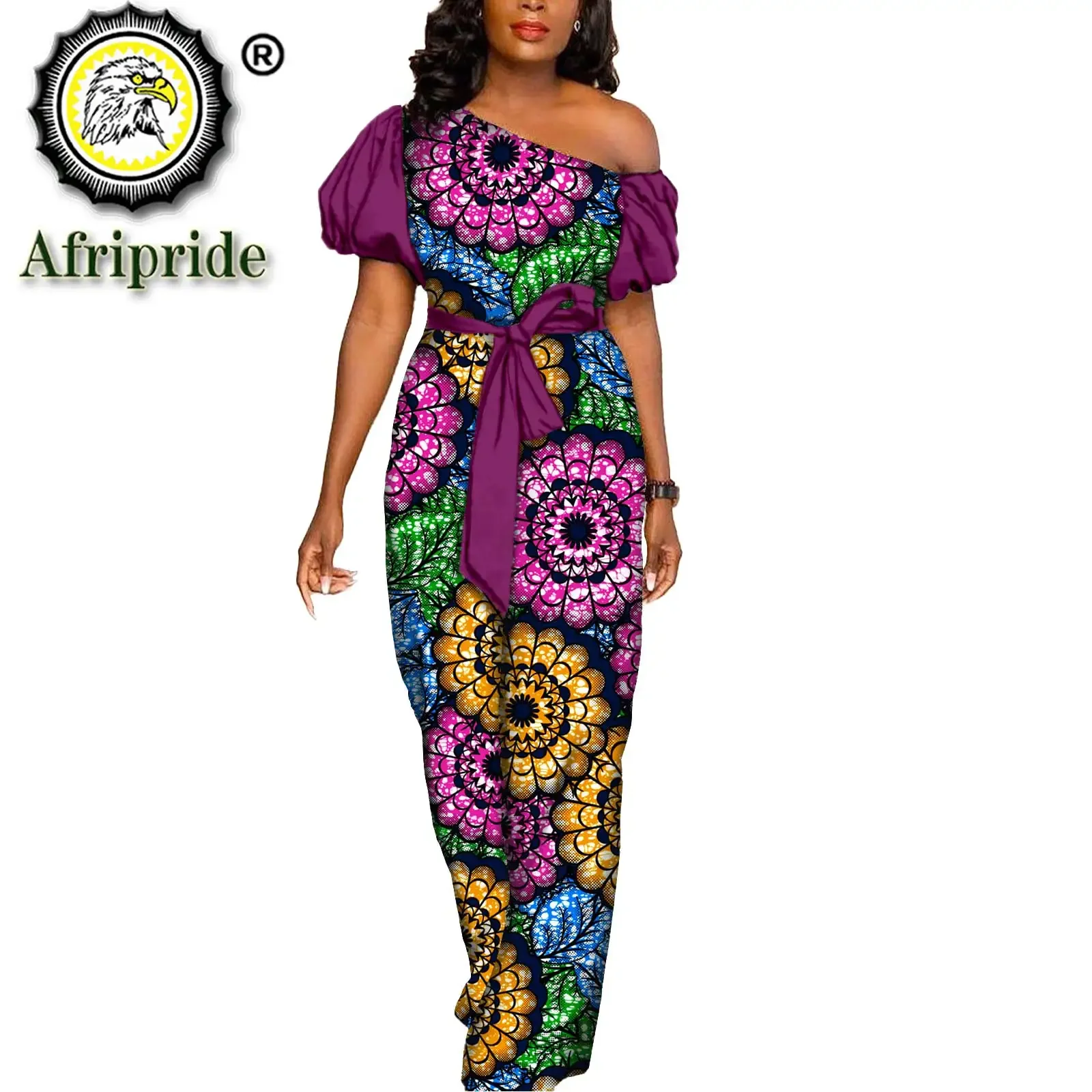 African Dresses for Women Maxi Dress Elegant Ankara Print Sleeveless High Waist African Clothes with Belt Formal outfit S2125036