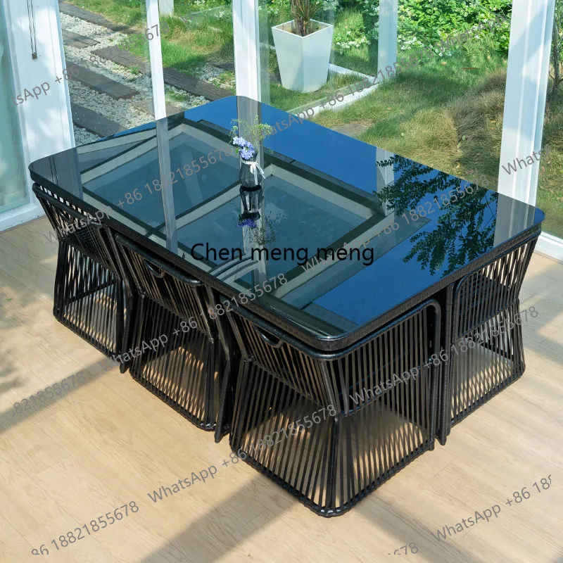 

Outdoor table and chair courtyard leisure rattan table and chair combination open-air terrace garden outdoor