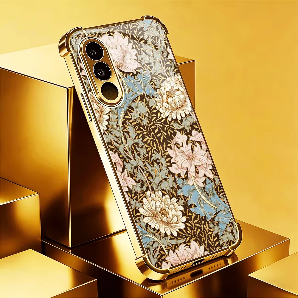 Stylish Colorful Vintage Bloom Art Glass Phone Case for Samsung Galaxy S26 S25 S24 S23 S22 S21Ultra FE Plus High-end Phone Shell 2