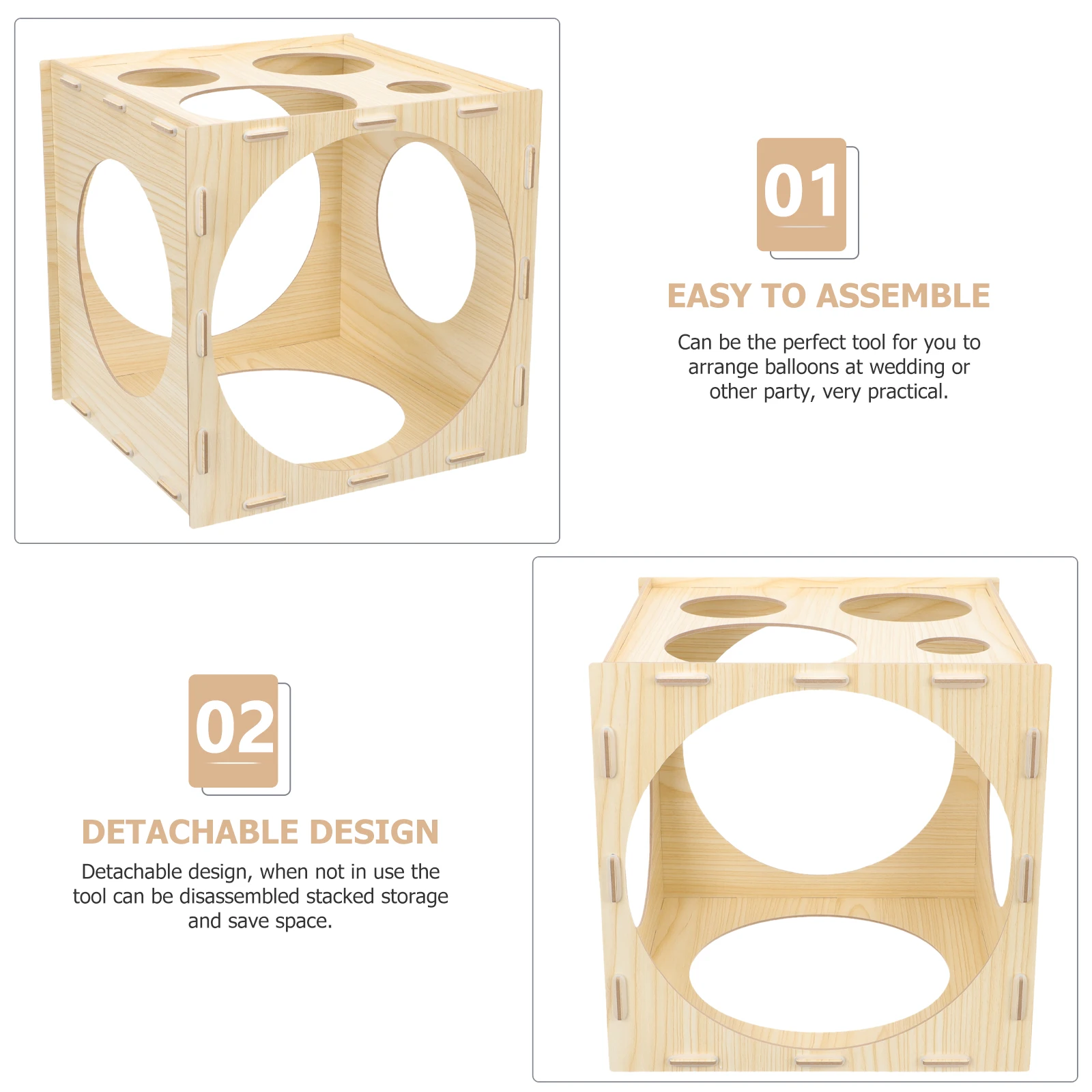 Деревянный мерный ящик для воздушных шаров, бытовой инструмент, съемная складная профессиональная сферическая линейка, размер для хранения воздушных шаров