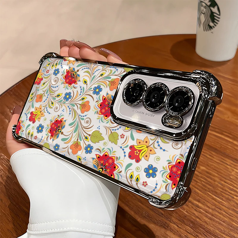 Silicone Clear Phone Case For Huawei Honor 200 Smart 50 Play 60 Plus 10 600 400 Lite Fashion Flower Print Plating Back Bumper