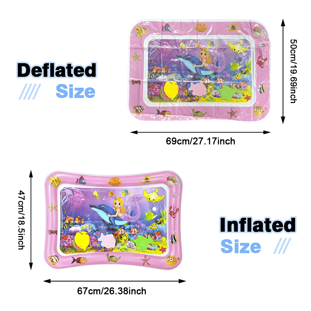1 Square Mermaid Pattern Inflatable Water Pad PVC Children's Game Pad, Early Childhood Education Activity Toy, Children's Gift