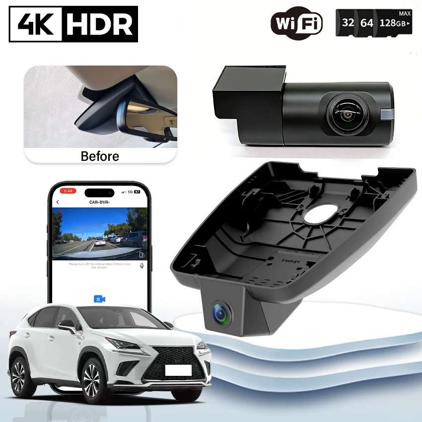 

4K HD Dash Cam,Dashcam for Lexus NX200 NX300 NX300h NX260 NX350h, WiFi＆APP Car DVR For Lexus NX 200 300 300h 260 350h 2018-2026