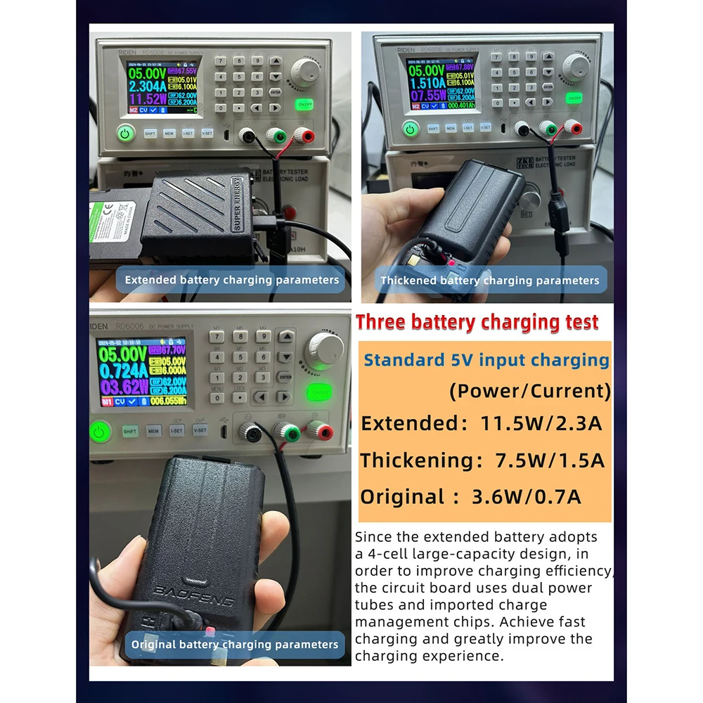 Baofeng UV-5RH BF-K5Plus 워키토키 배터리 2024, 업그레이드된 확대 배터리, 6800 mAh, 3800mAh 리튬 이온 배터리, C타입 충전 가능