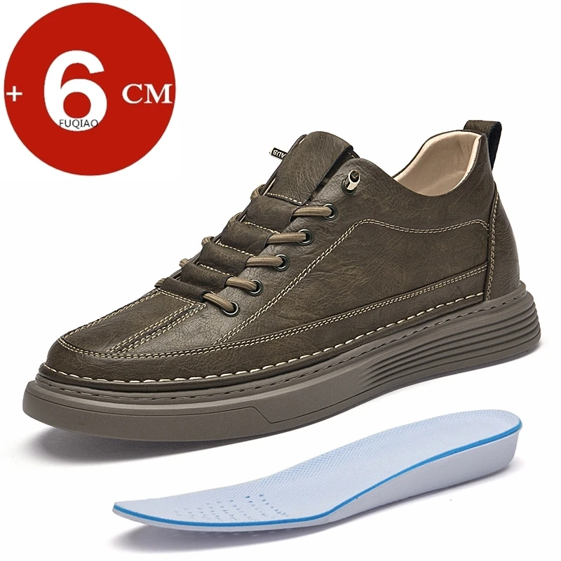 

Мужские повседневные кроссовки с увеличением роста на 6 см, с внутренней вставкой, из натуральной кожи, дышащие, удобные, увеличивающие рост