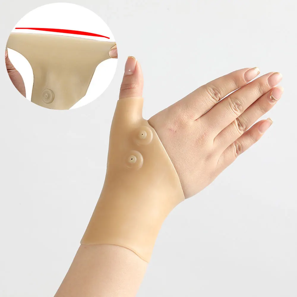 1/2 قطعة العلاج المغناطيسي المعصم اليد الإبهام دعم قفازات هلام السيليكون التهاب المفاصل مصحح الضغط تدليك قفازات لتخفيف الآلام