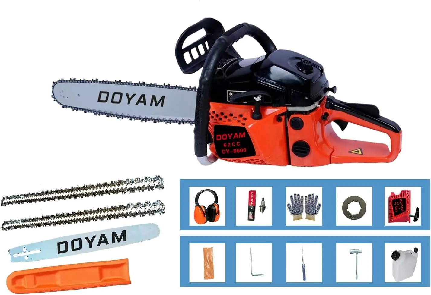 

20 Inch Gas Chainsaw 62cc 3.0KW Gasoline Powered Chain Saw 2-Stroke Handheld Cordless Petrol Chainsaws for Cutting Wood Outdoor