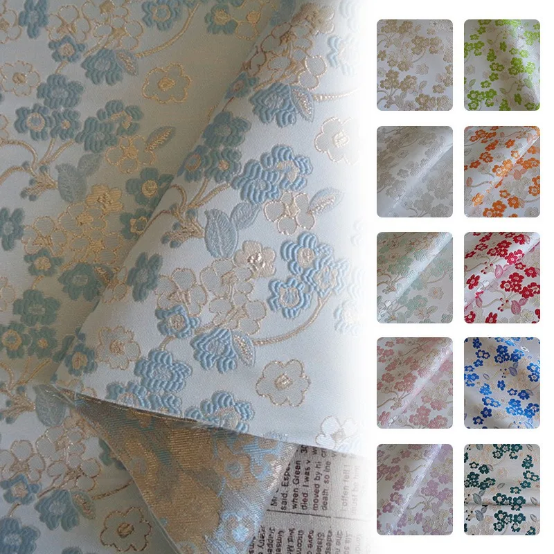 100x145cm Gold Thread Jacquard Satin Fabric Yarn‑Dyed Brocade Cloth For Cheongsam Dress Bag Curtain Cushion Sewing Material