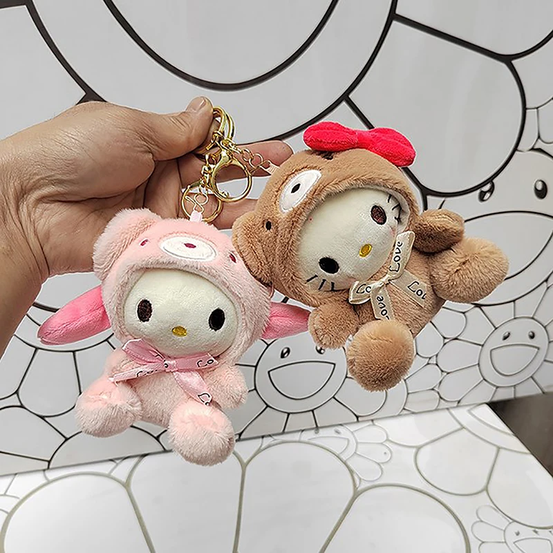 

Sanrio Cartoon Plush Doll Keychain Kawaii Plushies Key Ring Bag Pendant Gift Kids Toys