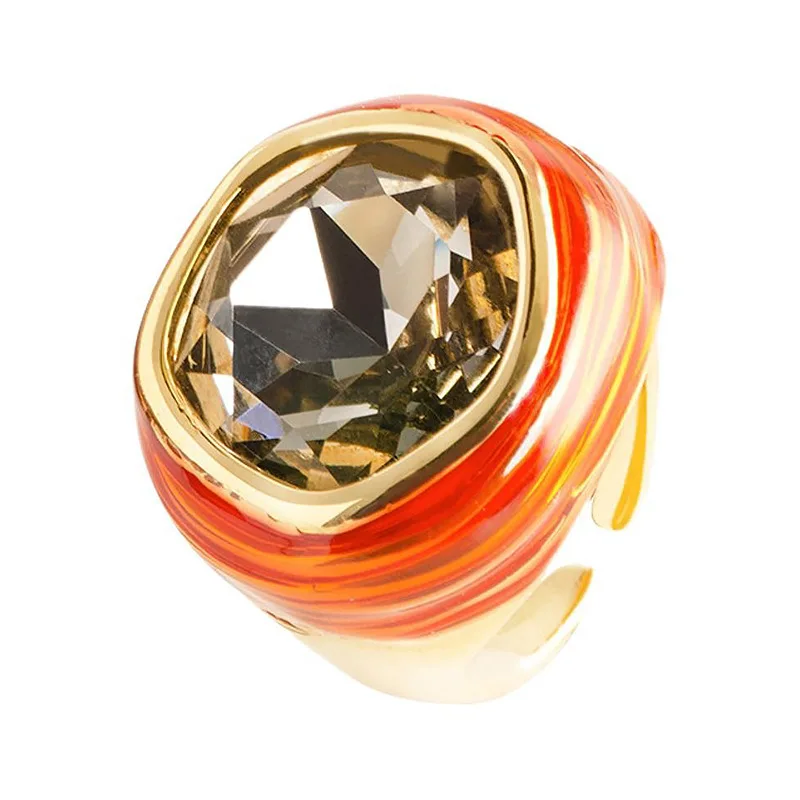 Fashionable and exquisite exaggerated oversized zircon adjustable open ring female non-fading bestie index finger ring