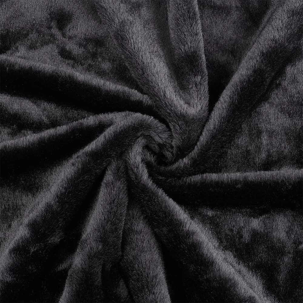 1.82 Yards Faux Fur Fabric 22.05 inches Black Imitation Rabbit Plush Fabric Fluffy Craft Fur for Costumes Rugs Pillows