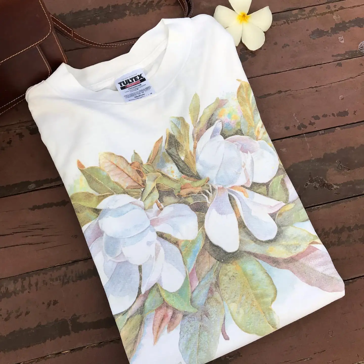 Retro Hand-Painted Floral Short-Sleeve T-Shirt Couple Style Summer  Lazy White Cotton round Neck Men's Women's Tee