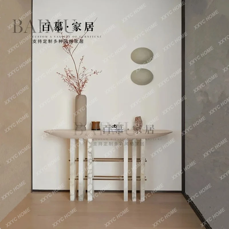 JJX Italian Light Luxury Marble Entrance Table High-end Villa Living Room Home Entrance Foyer Entrance Long Table