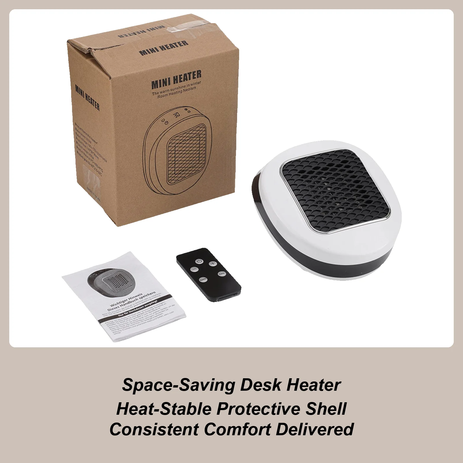 600W Ceramic Portable Heater Fast Heating Desktop Fan with Timer Remote Control for Home Office Car RV Camping Tent Personal Use