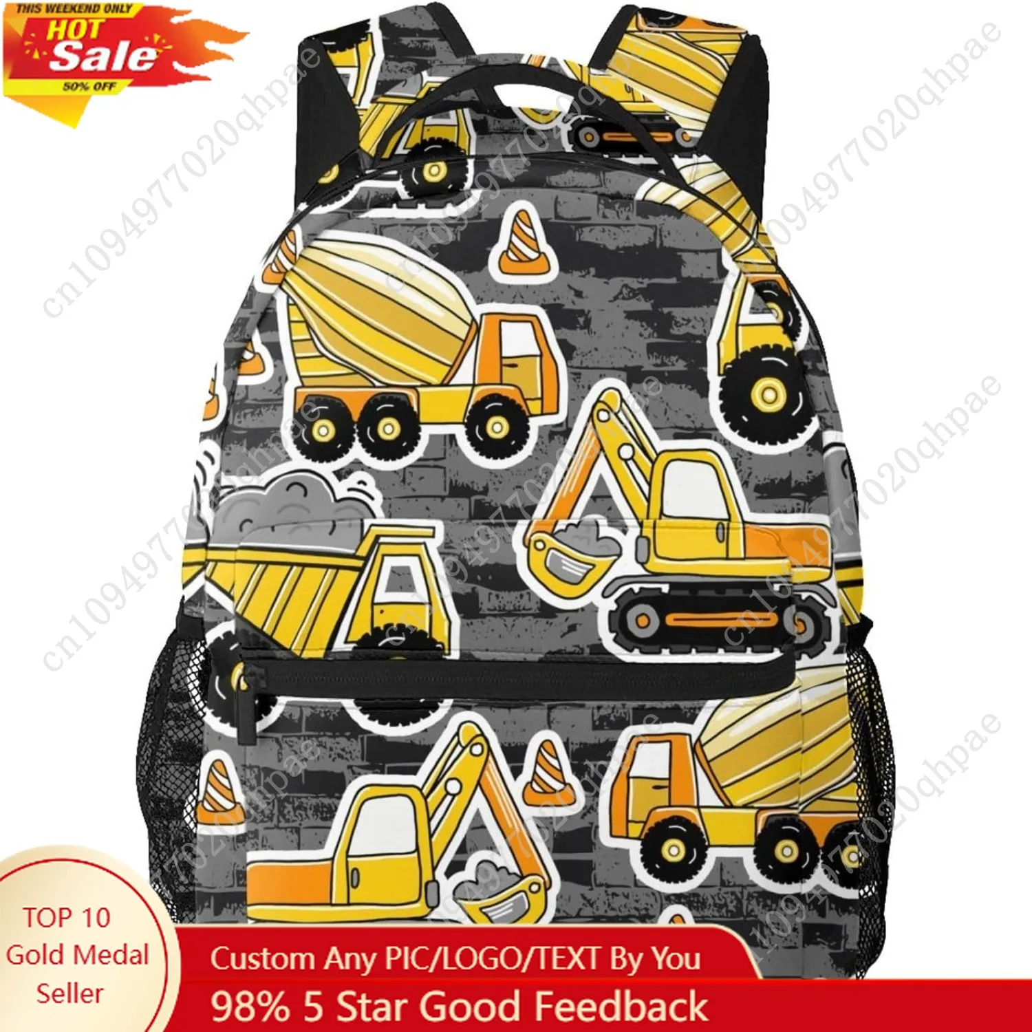 

Cute Cartoon Construction Car Tractor Truck Backpack For School Laptop Bags Bookbag Big Casual Daypack For Student Girls Boys Ki