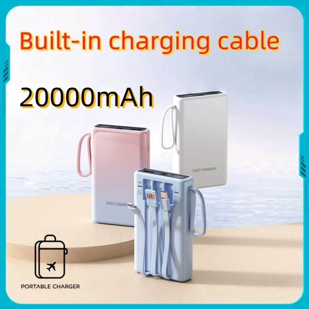 New Arrival Genuine Power Bank, 22.5W Super Fast Charging, 20000mAh Slim Compact Portable Charger with Built-in Cable