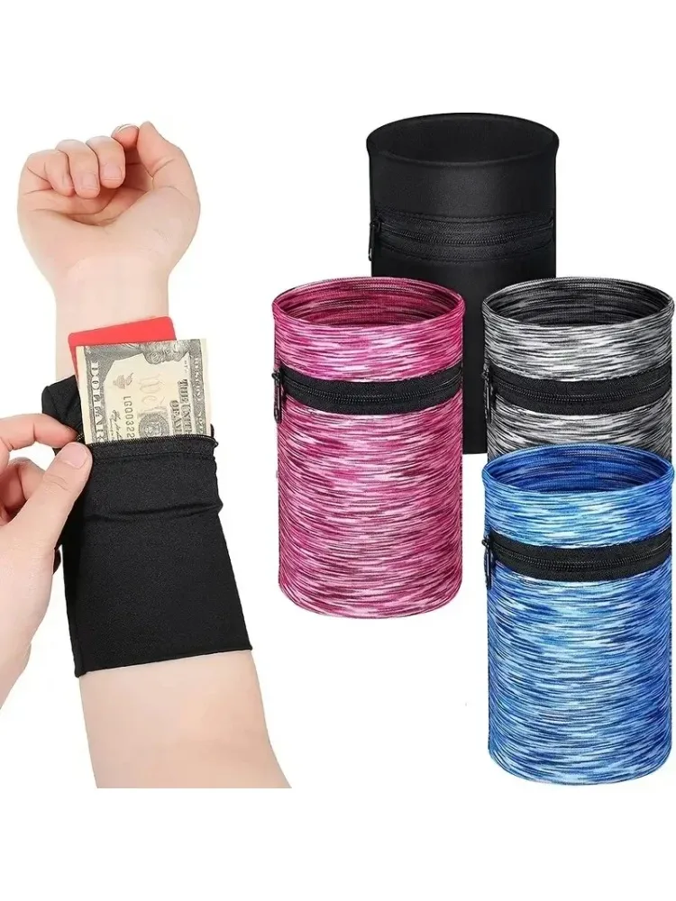 Mini unisex bawełniany portfel na nadgarstek z zamkiem błyskawicznym do fitnessu, biegania, siłowni, jazdy na rowerze - bezpieczna opaska na monety — zdjęcie 2