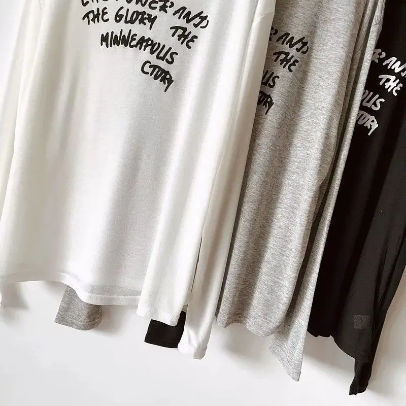 Modern Dance Clothes Women's Loose Sun Protection Knitted Training Clothes round Neck Long Sleeve T-shirt Korean Style Summer