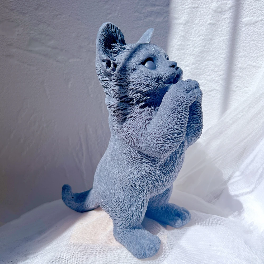 21CM Standing Cat Silicone Mold Animal Soy Wax Candle Silicone Mould Cats Lover Home Decor Gift