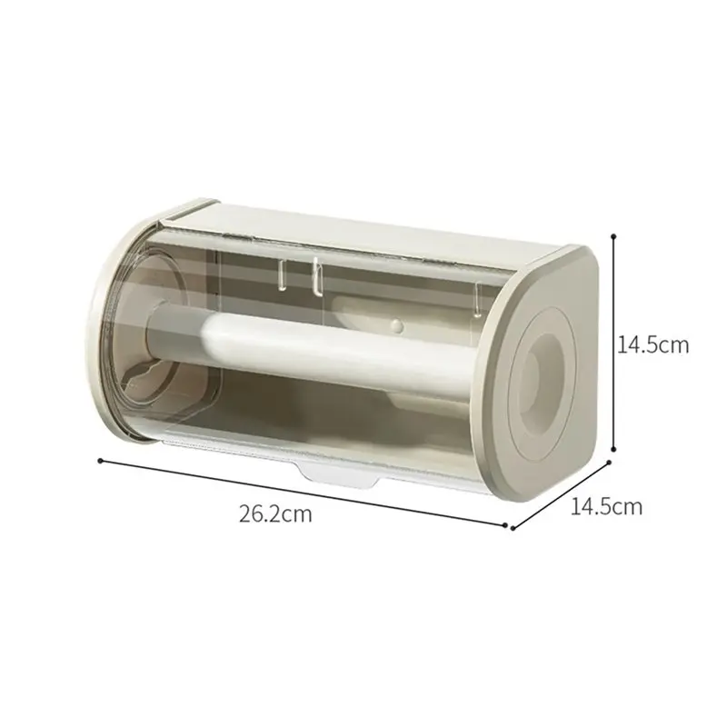 3X Bathroom Paper Towel Organizer Large Roll Wall Mount Holder With Clear Dustproof Cover Modern Tissue Dispenser A-AT36