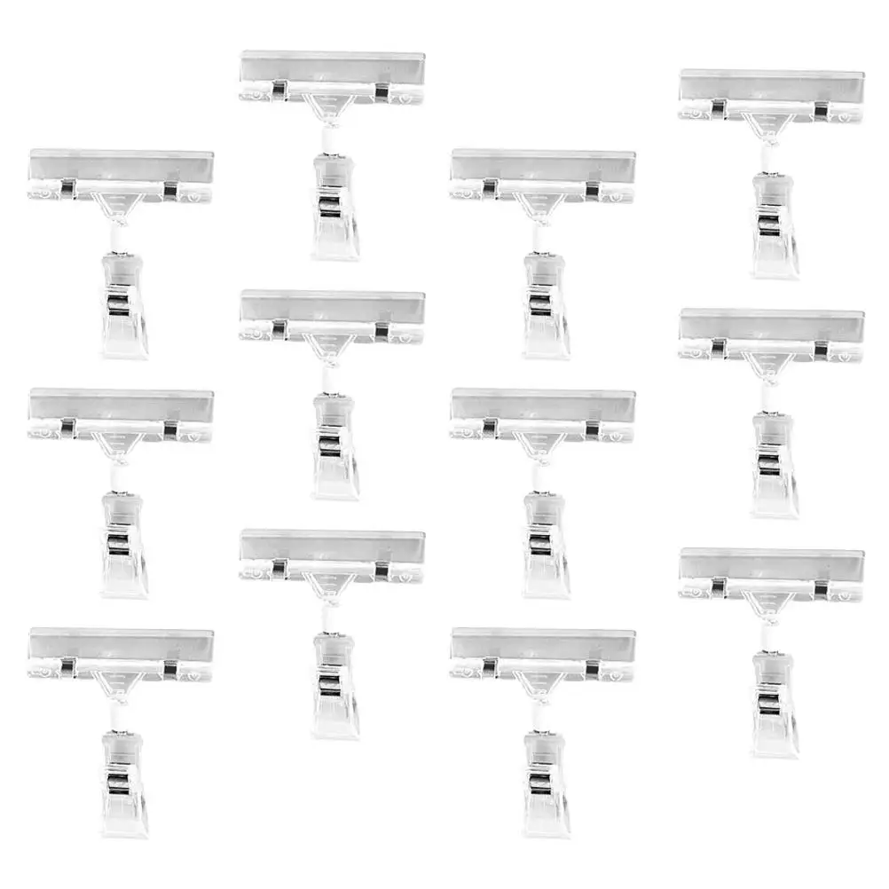 

Transparent Universal Clip 30 Pcs Double Head Price Tag Holder Lightweight Portable Supermarket Display Clamp Advertising Dual