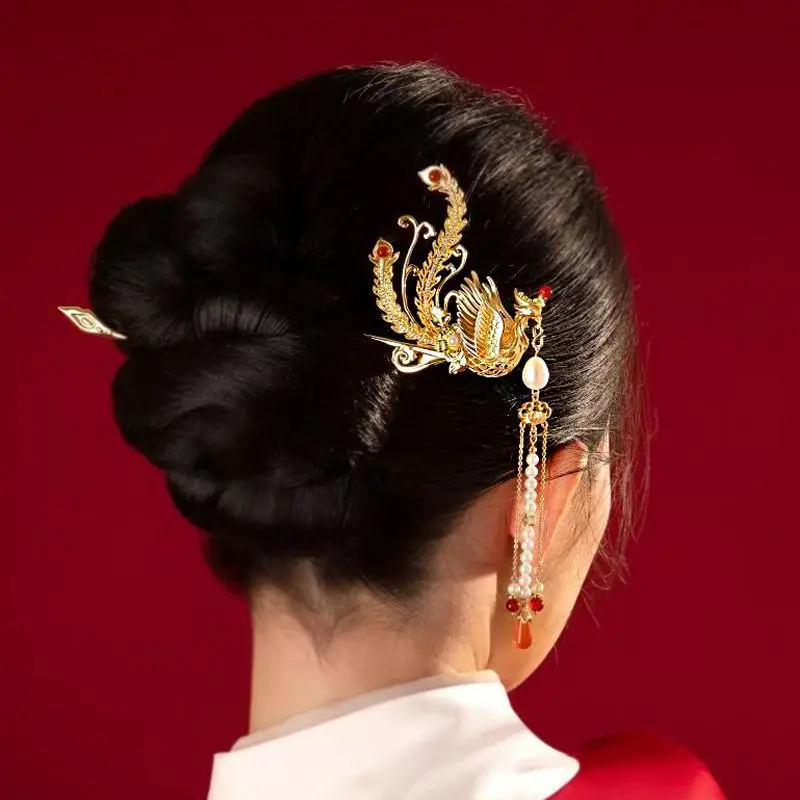 Fenglaiyi Phoenix Hairpin New Chinese Style Fengchai Forbidden City Wenchuang Retro Bride Headwear Wedding Birthday Gift