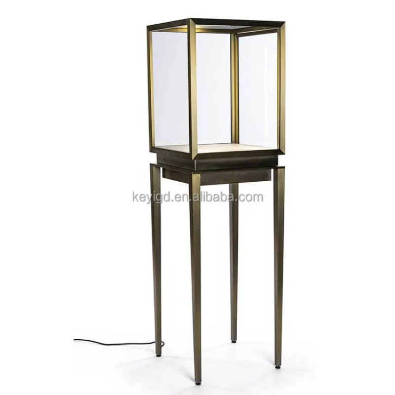 カスタム高級強化ガラスディスプレイショーケースメタルフレームジュエリーディスプレイキャビネット小売店