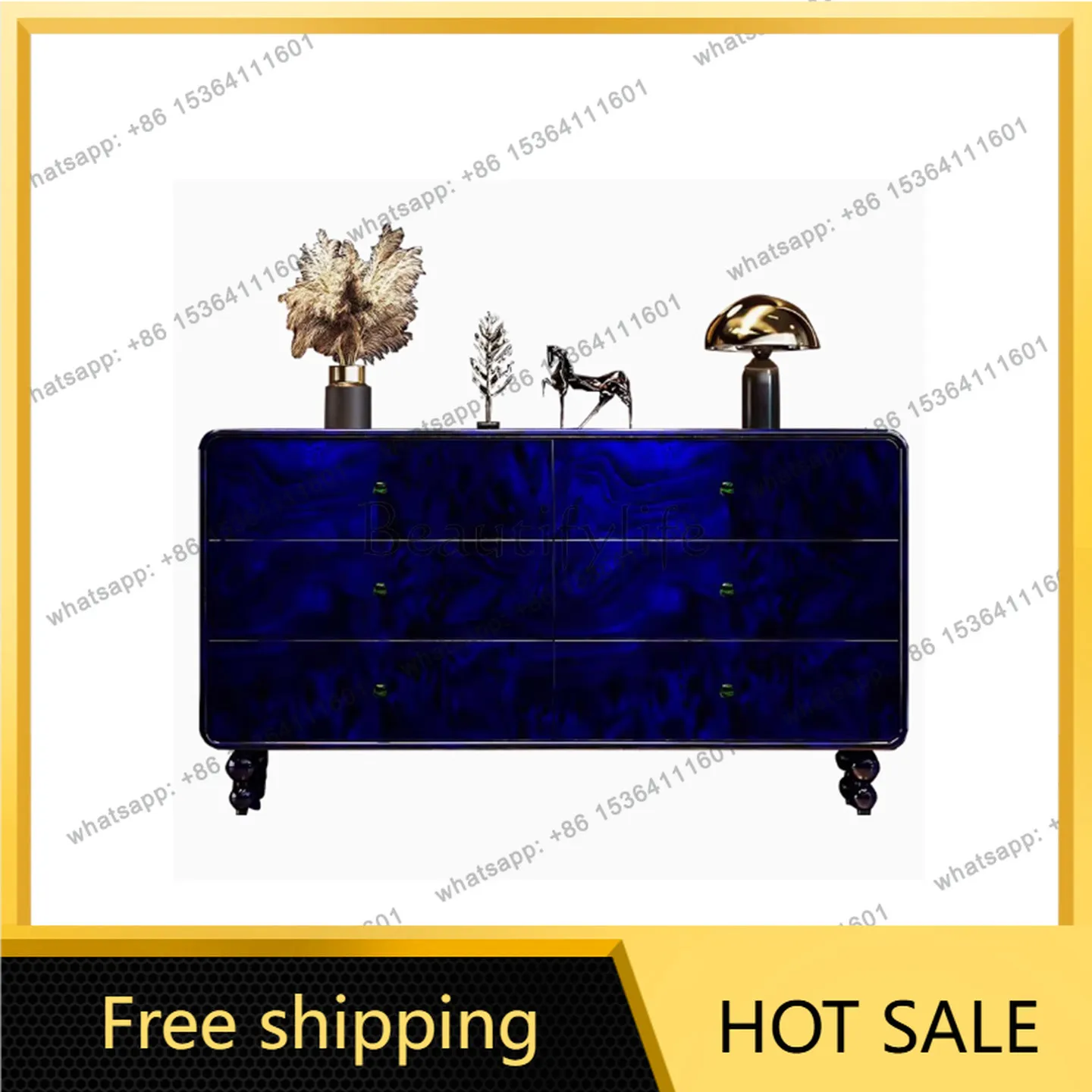 PG light luxury solid wood six-chest cabinet bedroom storage cabinet living room art storage drawer multi-functional locker