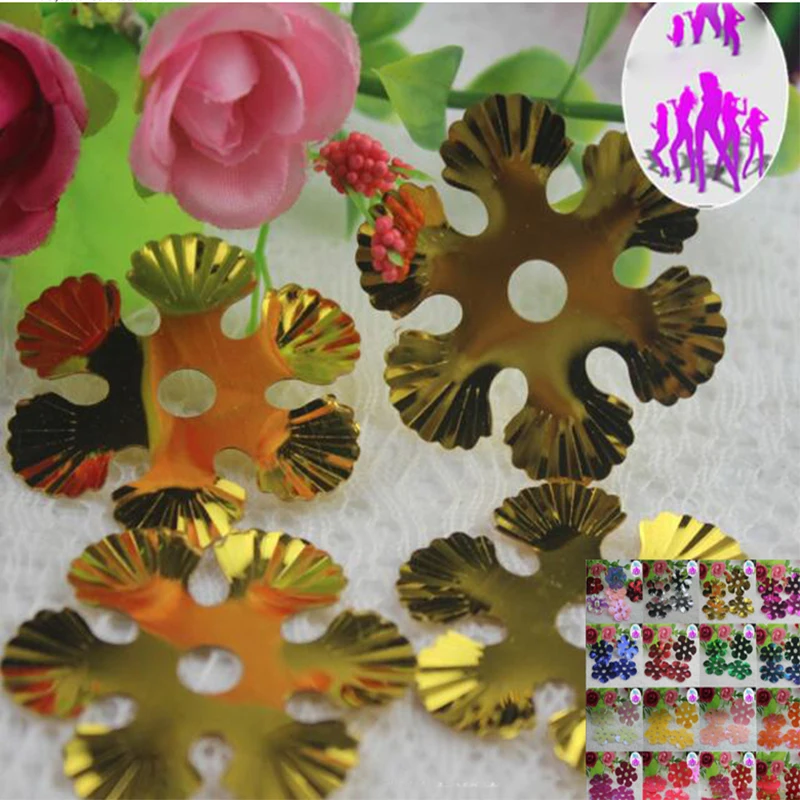 

New Style Large Size 35mm Gold Silver Colorful Shell Flower Sequins DIY Sewing Wedding Dress Shoes Flowers Clothes Sequins