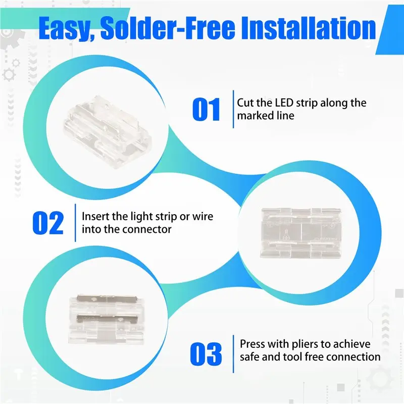 Professional Essential 20-Pack Strip Connectors For 8Mm 2-Pin COB/SMD 2835/3528 LED Strips, Includes Options For Every Connectio