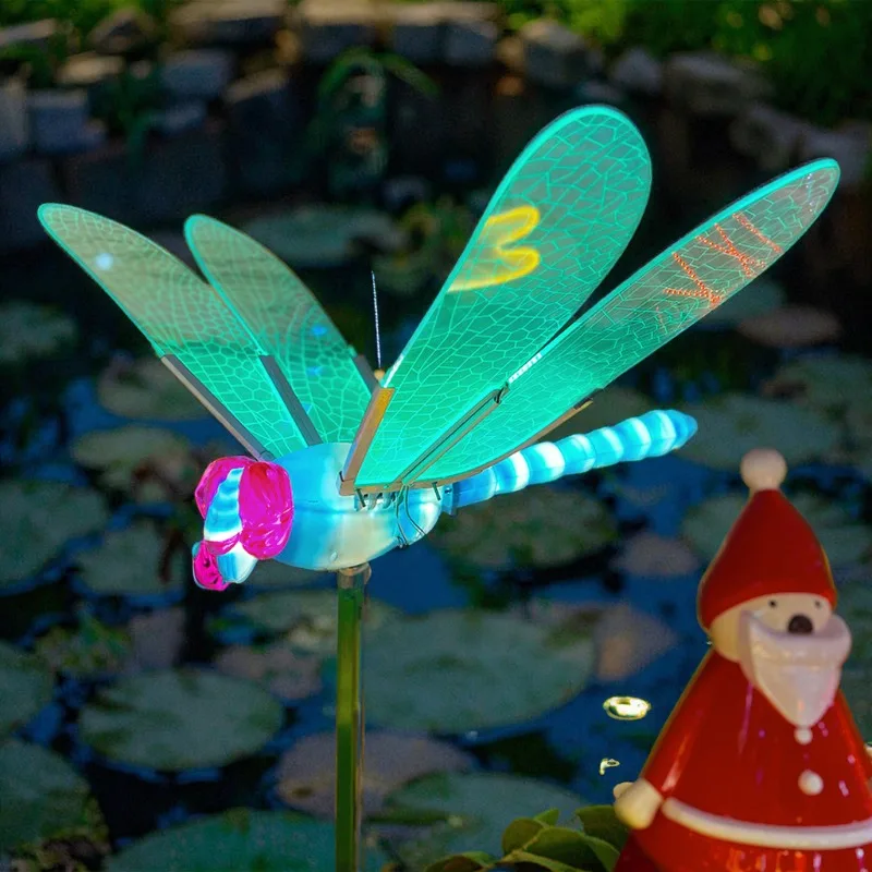 Outdoor dynamic dragonfly light, wing spread landscape theme park decoration wired power supply