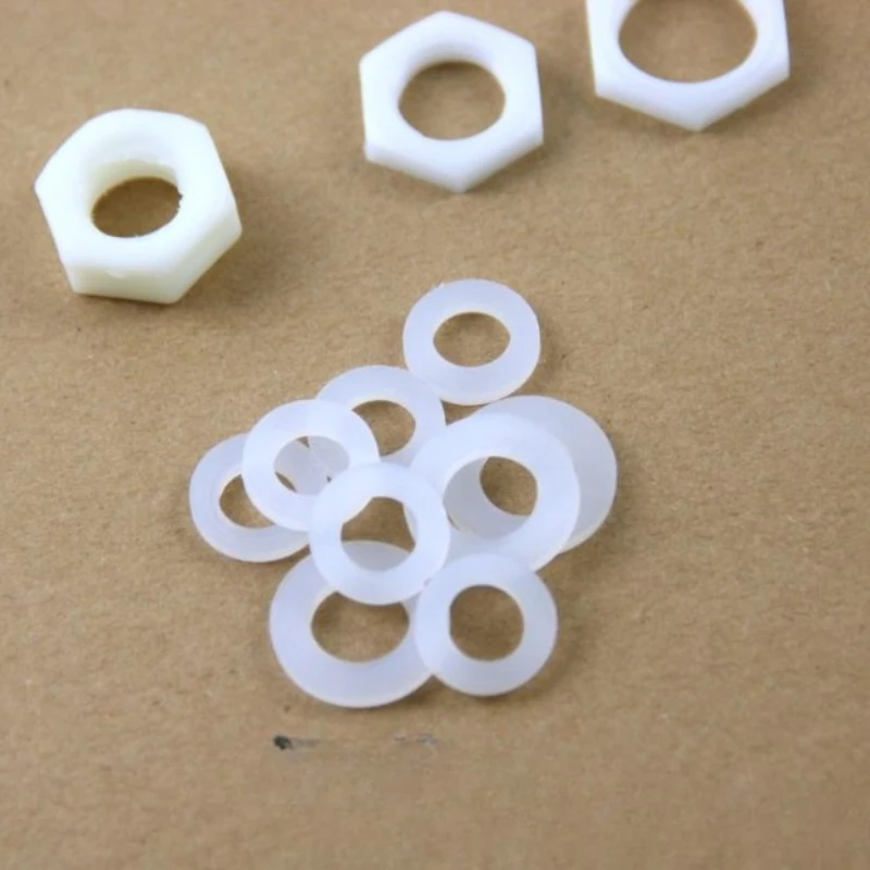 10Pcs Female Thread Plastic Nuts 1/8 1/4 3/8 1/2 3/4 M4/M6/M8/M10/M12/M14 Lock Nut Outer Hexagon Fastening Nut with Sealing Ring